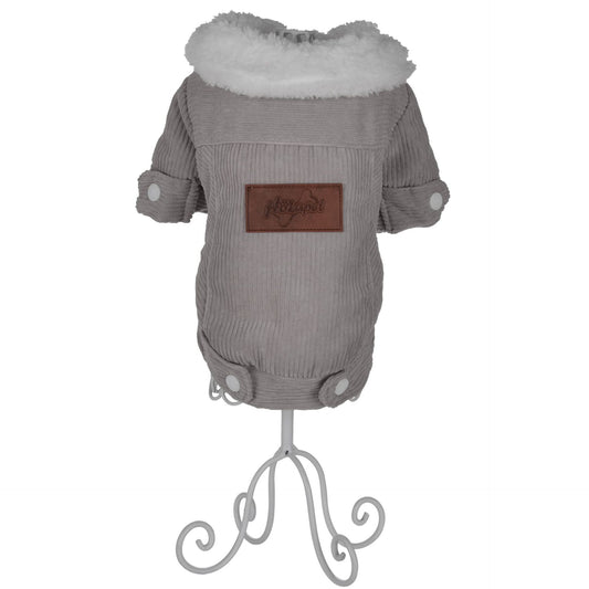 Chaqueta de pana acolchada con cuello de borrego para perros
