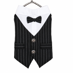 Elegante camisa con chaleco y pajarita para perros