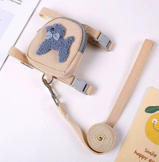 Mochila Mini con Osito de Peluche y Correa a Juego para Mascotas