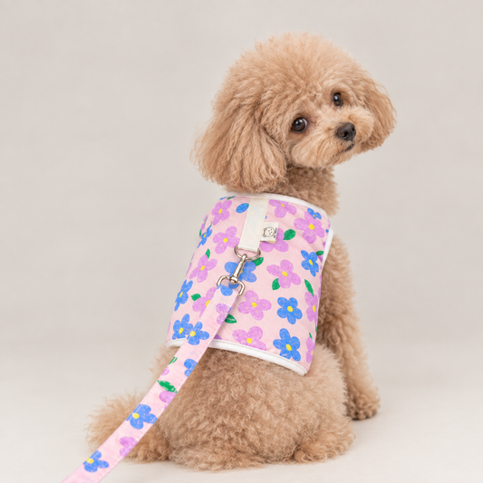 Peto Floral con Enganche de Correa en Pecho y Espalda para Perros