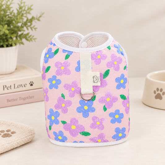 Peto Floral con Enganche de Correa en Pecho y Espalda para Perros