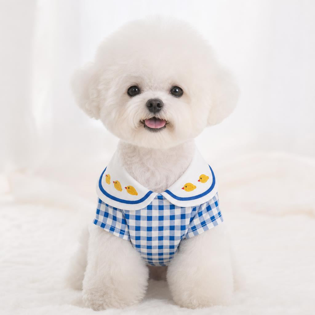 Camisa de cuadros vichy para perro color azul