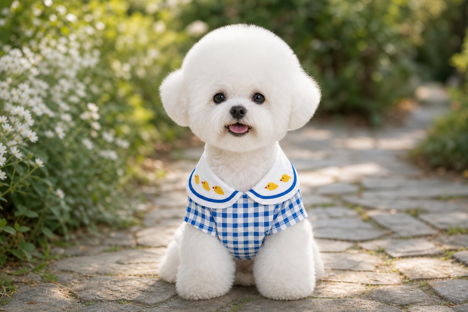 Perro feliz paseando con la camisa PetUno puesta