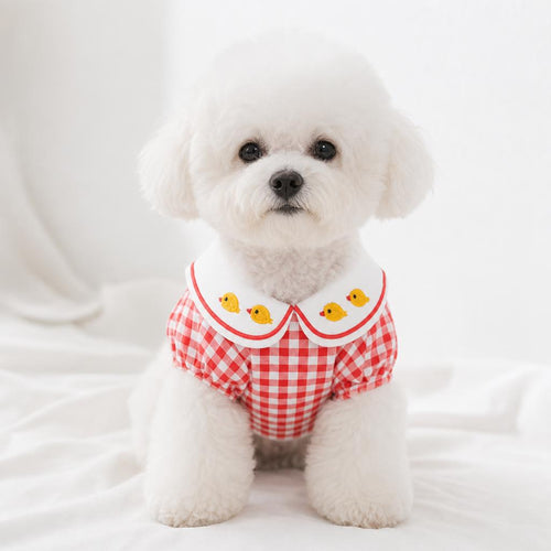 Camisa de cuadros vichy para perro color rojo