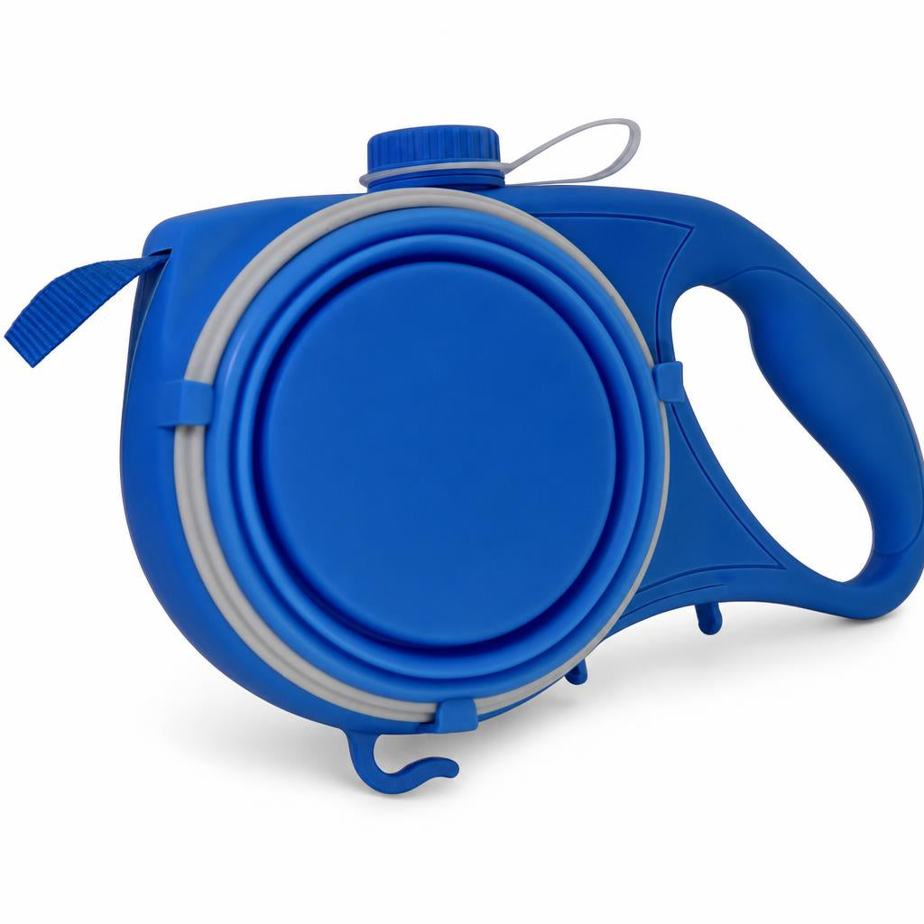 Correa PetUno 3 en 1 color azul con botella de agua plegable