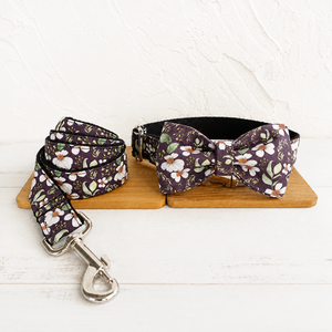 Set de Collar y Correa con Lazo Floral para Perros